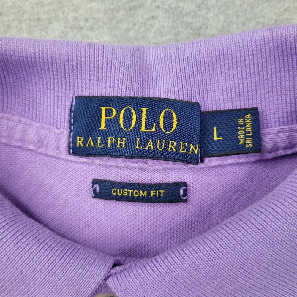 Polo Ralph Lauren Polo Shirt Mens Large Purple Custom Fit Short Sleeve Pony
